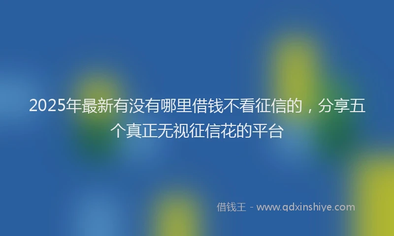 2025年最新有没有哪里借钱不看征信的，分享五个真正无视征信花的平台