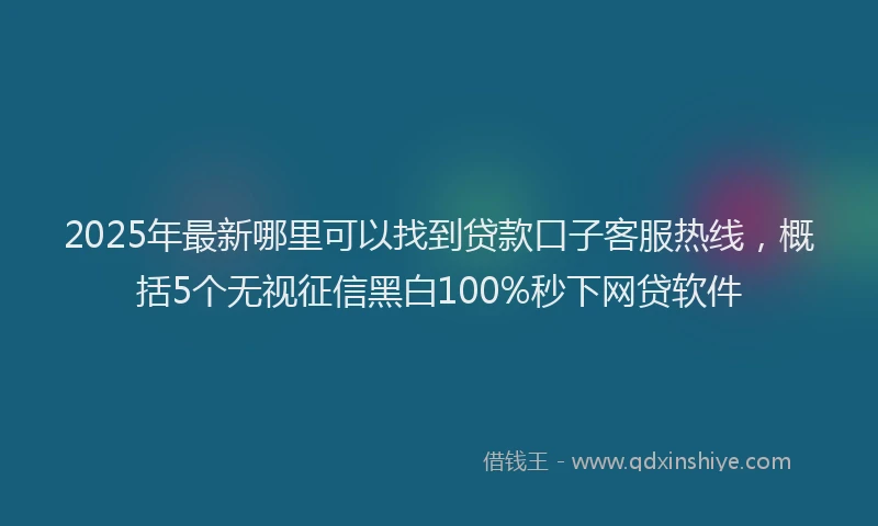 2025年最新哪里可以找到贷款口子客服热线，概括5个无视征信黑白100%秒下网贷软件