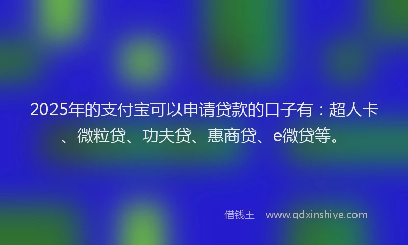 2025年的支付宝可以申请贷款的口子有：超人卡、微粒贷、功夫贷、惠商贷、e微贷等。