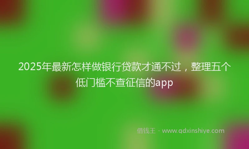 2025年最新怎样做银行贷款才通不过，整理五个低门槛不查征信的app