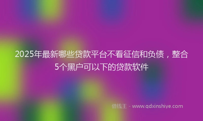 2025年最新哪些贷款平台不看征信和负债，整合5个黑户可以下的贷款软件