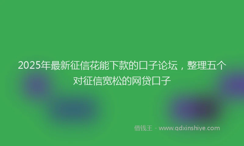 2025年最新征信花能下款的口子论坛，整理五个对征信宽松的网贷口子