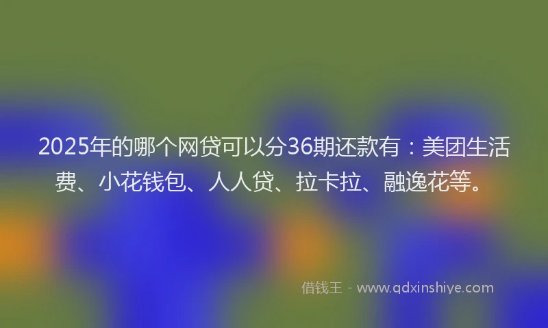 2025年的哪个网贷可以分36期还款有：美团生活费、小花钱包、人人贷、拉卡拉、融逸花等。