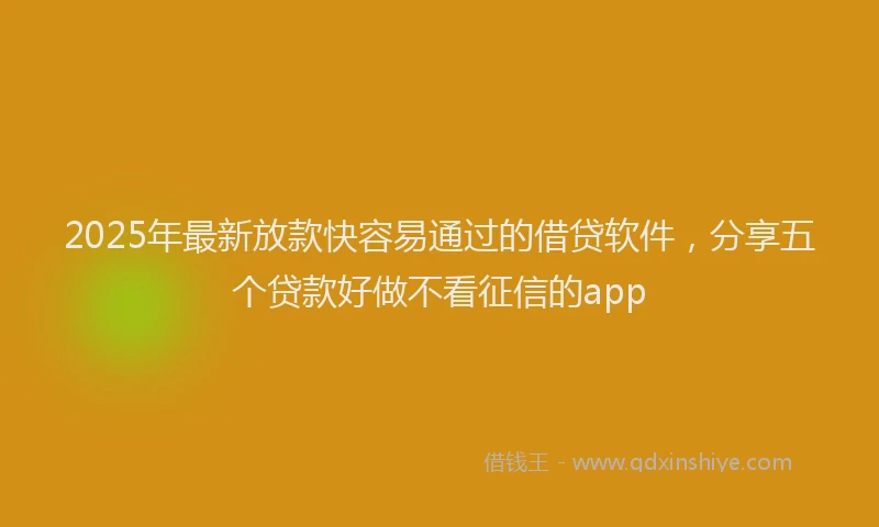 2025年最新放款快容易通过的借贷软件，分享五个贷款好做不看征信的app