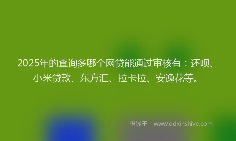 2025年的查询多哪个网贷能通过审核有：还呗、小米贷款、东方汇、拉卡拉、安逸花等。