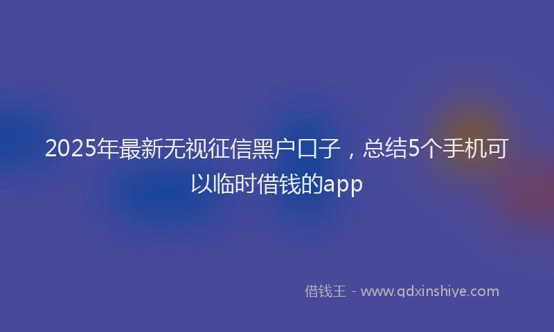 2025年最新无视征信黑户口子，总结5个手机可以临时借钱的app