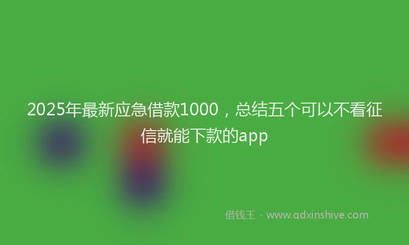 2025年最新应急借款1000，总结五个可以不看征信就能下款的app