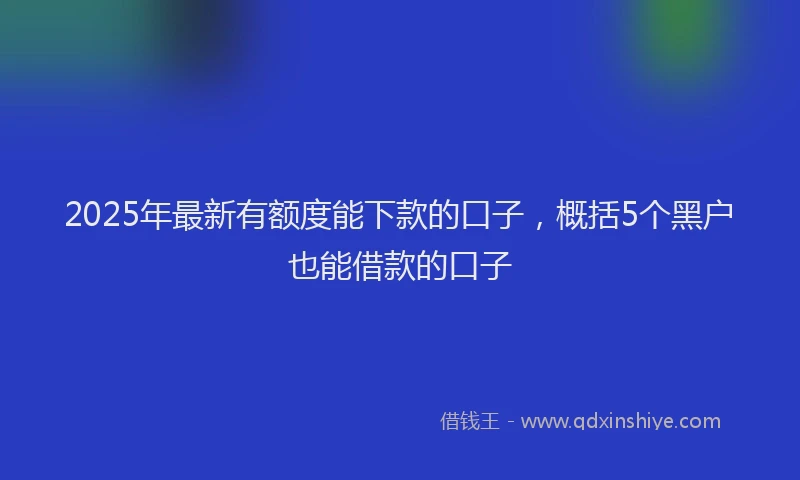 2025年最新有额度能下款的口子，概括5个黑户也能借款的口子
