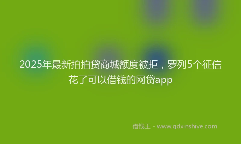 2025年最新拍拍贷商城额度被拒，罗列5个征信花了可以借钱的网贷app