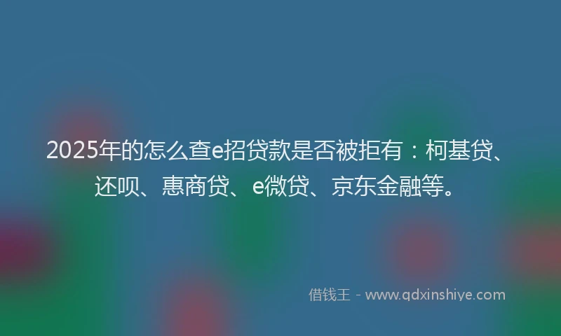 2025年的怎么查e招贷款是否被拒有：柯基贷、还呗、惠商贷、e微贷、京东金融等。
