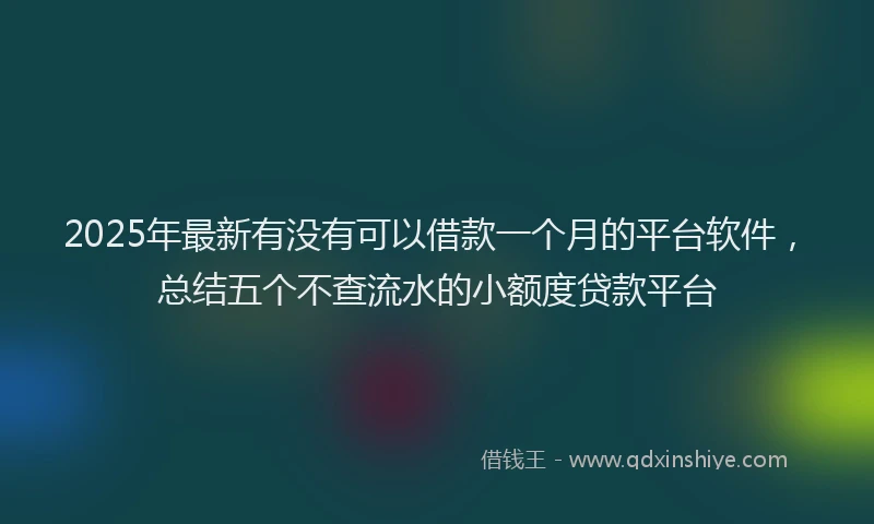 2025年最新有没有可以借款一个月的平台软件，总结五个不查流水的小额度贷款平台