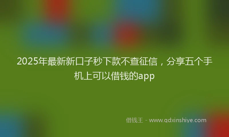 2025年最新新口子秒下款不查征信，分享五个手机上可以借钱的app