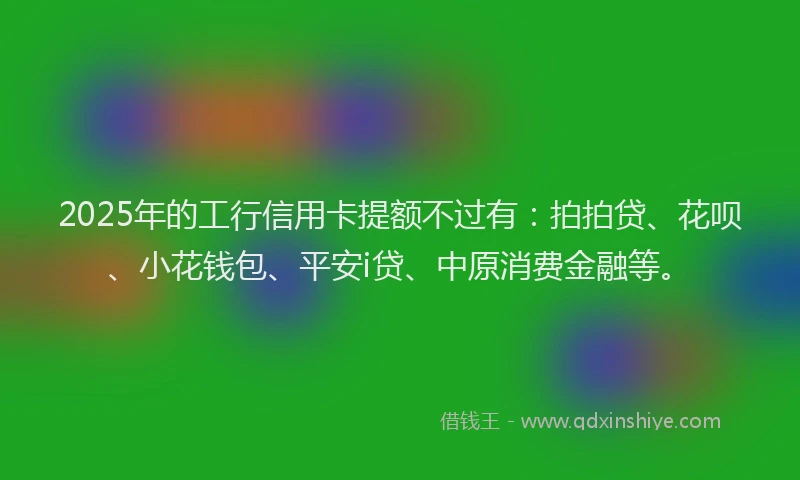 2025年的工行信用卡提额不过有：拍拍贷、花呗、小花钱包、平安i贷、中原消费金融等。