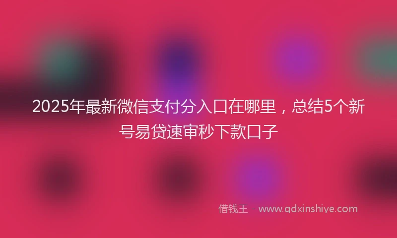 2025年最新微信支付分入口在哪里，总结5个新号易贷速审秒下款口子
