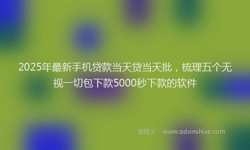2025年最新手机贷款当天贷当天批，梳理五个无视一切包下款5000秒下款的软件