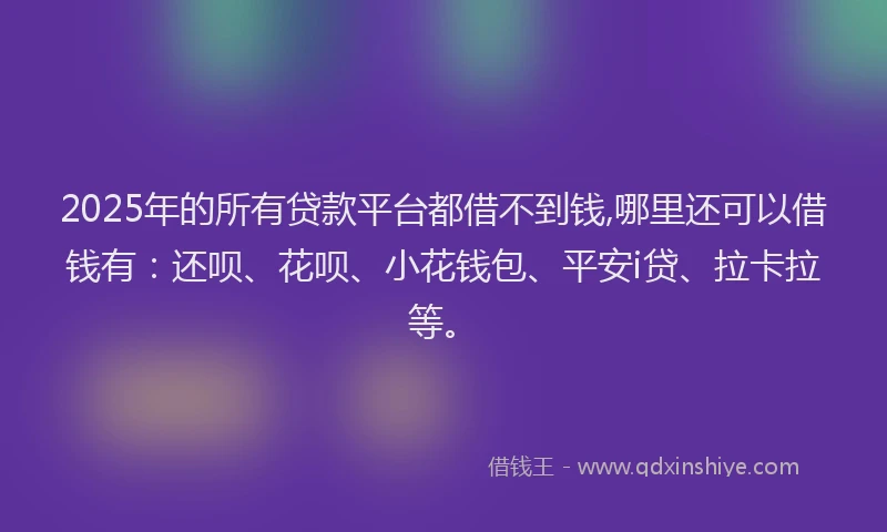 2025年的所有贷款平台都借不到钱,哪里还可以借钱有：还呗、花呗、小花钱包、平安i贷、拉卡拉等。