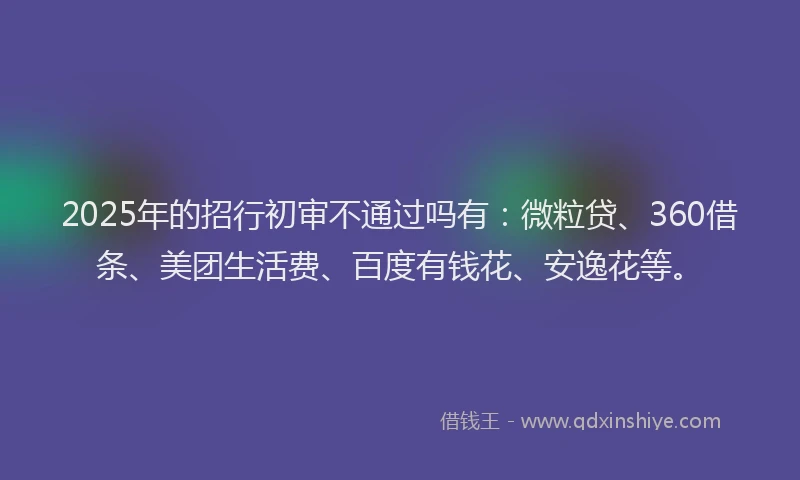 2025年的招行初审不通过吗有：微粒贷、360借条、美团生活费、百度有钱花、安逸花等。