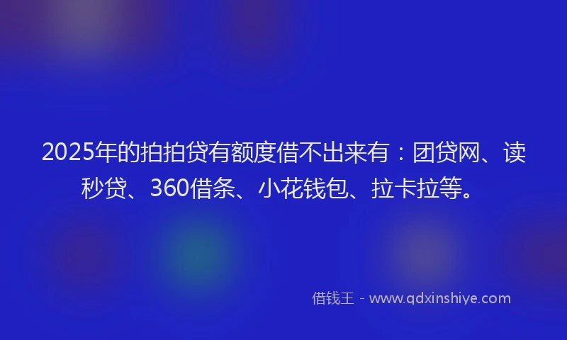 2025年的拍拍贷有额度借不出来有：团贷网、读秒贷、360借条、小花钱包、拉卡拉等。