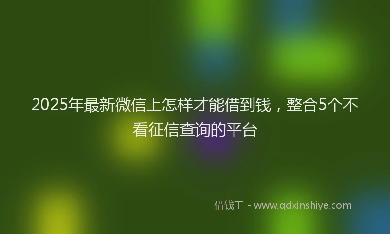 2025年最新微信上怎样才能借到钱，整合5个不看征信查询的平台