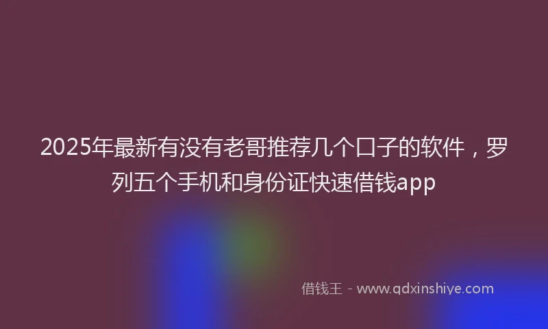 2025年最新有没有老哥推荐几个口子的软件，罗列五个手机和身份证快速借钱app