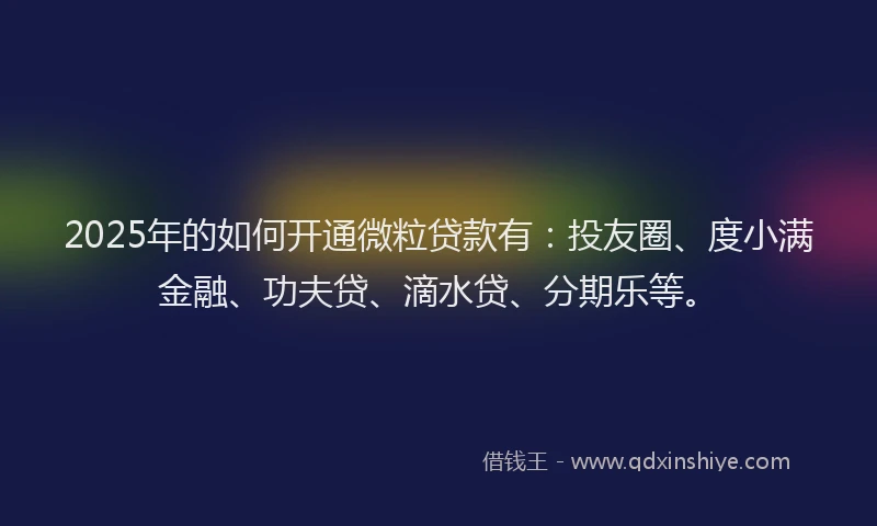 2025年的如何开通微粒贷款有：投友圈、度小满金融、功夫贷、滴水贷、分期乐等。