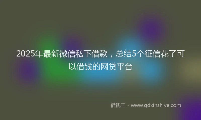 2025年最新微信私下借款，总结5个征信花了可以借钱的网贷平台
