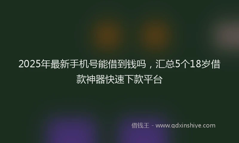 2025年最新手机号能借到钱吗，汇总5个18岁借款神器快速下款平台