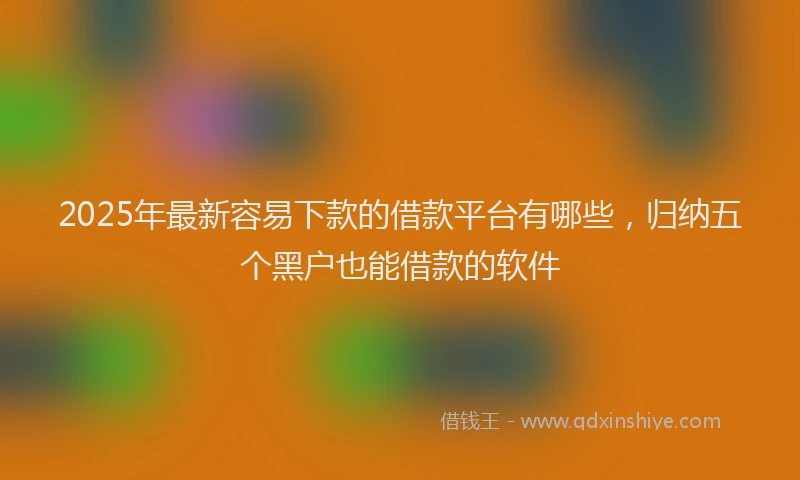 2025年最新容易下款的借款平台有哪些，归纳五个黑户也能借款的软件