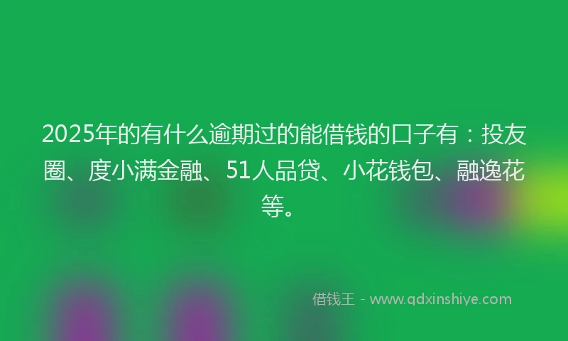 2025年的有什么逾期过的能借钱的口子有：投友圈、度小满金融、51人品贷、小花钱包、融逸花等。