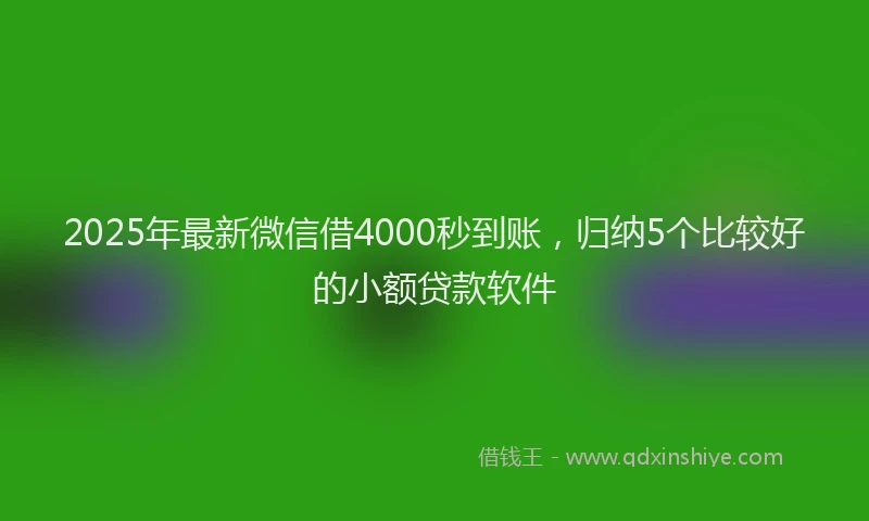 2025年最新微信借4000秒到账，归纳5个比较好的小额贷款软件