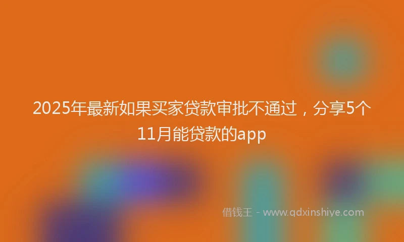 2025年最新如果买家贷款审批不通过，分享5个11月能贷款的app