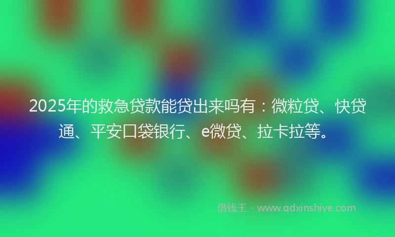 2025年的救急贷款能贷出来吗有：微粒贷、快贷通、平安口袋银行、e微贷、拉卡拉等。