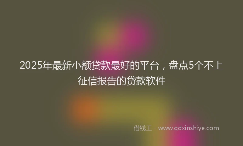 2025年最新小额贷款最好的平台，盘点5个不上征信报告的贷款软件