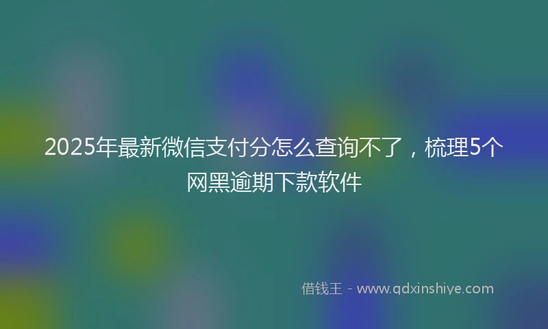 2025年最新微信支付分怎么查询不了，梳理5个网黑逾期下款软件