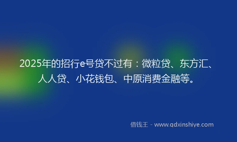 2025年的招行e号贷不过有：微粒贷、东方汇、人人贷、小花钱包、中原消费金融等。