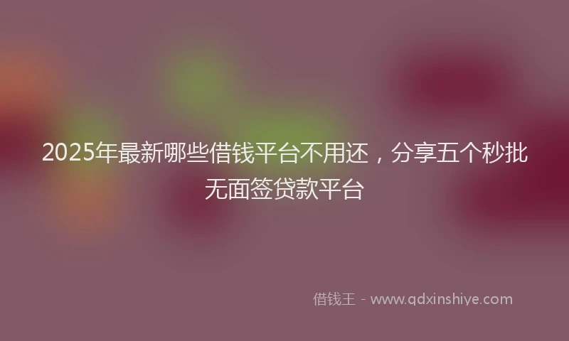2025年最新哪些借钱平台不用还，分享五个秒批无面签贷款平台