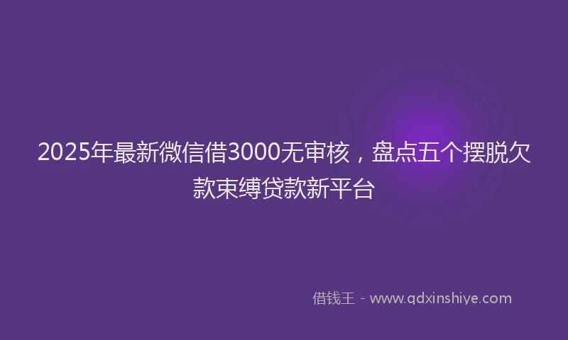 2025年最新微信借3000无审核，盘点五个摆脱欠款束缚贷款新平台