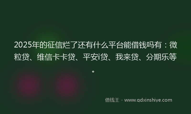 2025年的征信烂了还有什么平台能借钱吗有：微粒贷、维信卡卡贷、平安i贷、我来贷、分期乐等。