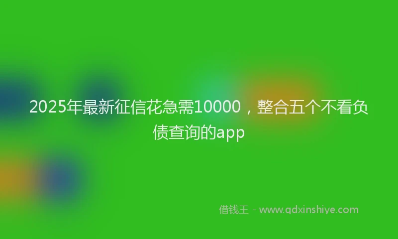 2025年最新征信花急需10000，整合五个不看负债查询的app