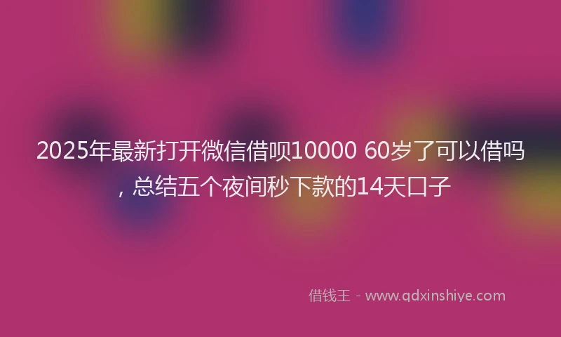 2025年最新打开微信借呗10000 60岁了可以借吗，总结五个夜间秒下款的14天口子