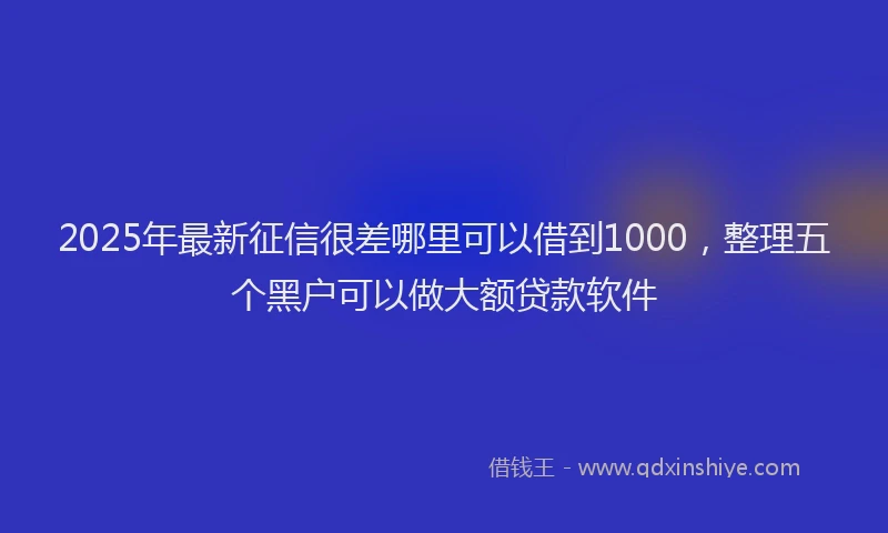 2025年最新征信很差哪里可以借到1000，整理五个黑户可以做大额贷款软件
