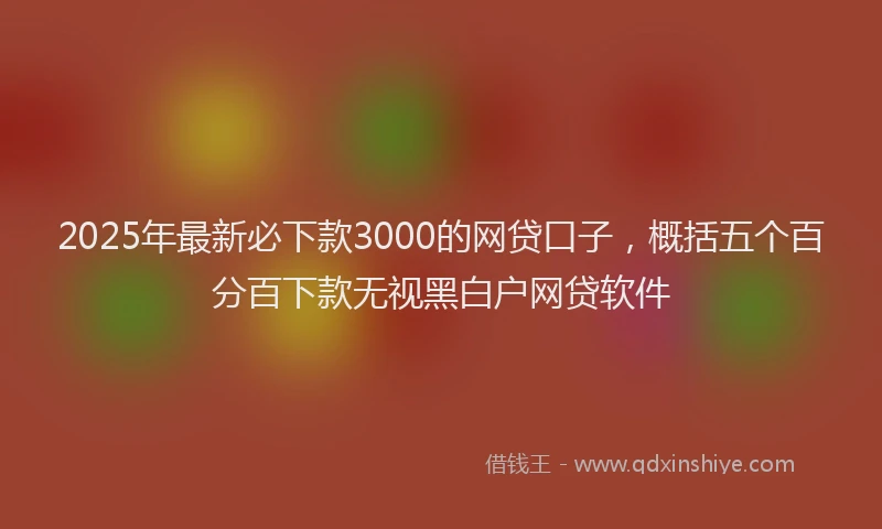 2025年最新必下款3000的网贷口子，概括五个百分百下款无视黑白户网贷软件