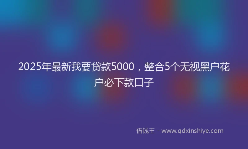 2025年最新我要贷款5000，整合5个无视黑户花户必下款口子