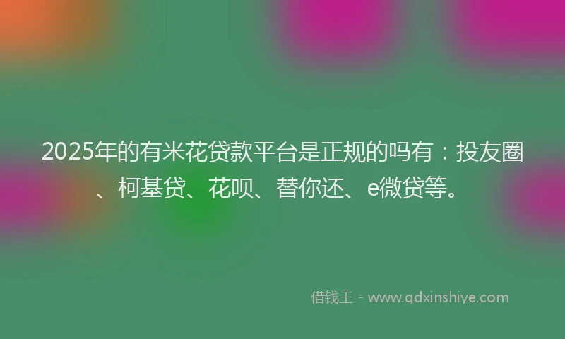 2025年的有米花贷款平台是正规的吗有：投友圈、柯基贷、花呗、替你还、e微贷等。