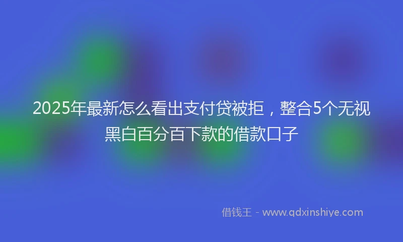 2025年最新怎么看出支付贷被拒，整合5个无视黑白百分百下款的借款口子