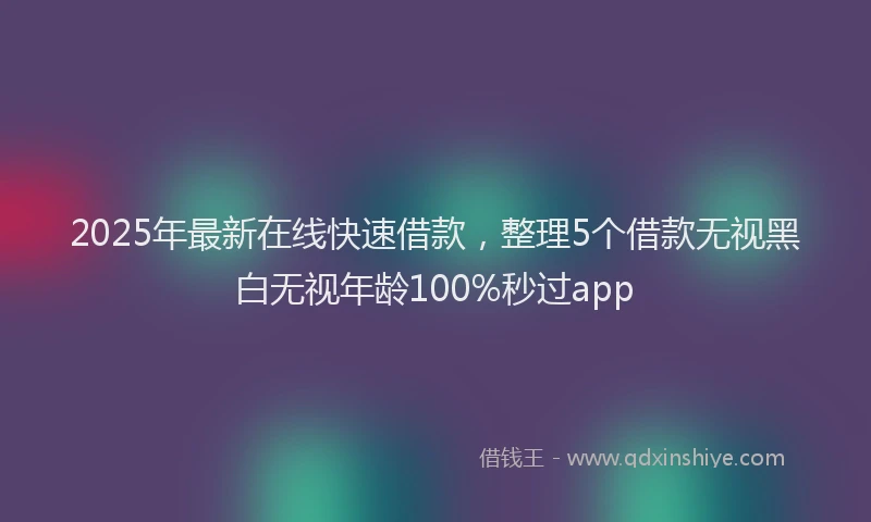 2025年最新在线快速借款，整理5个借款无视黑白无视年龄100%秒过app