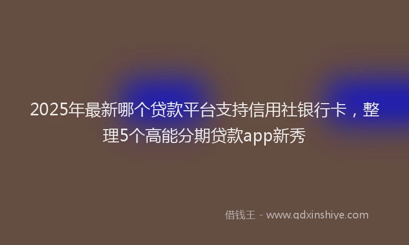 2025年最新哪个贷款平台支持信用社银行卡，整理5个高能分期贷款app新秀