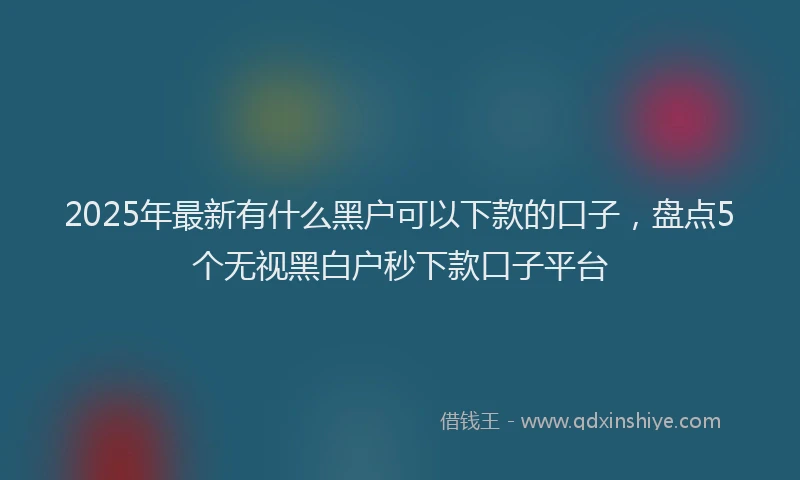 2025年最新有什么黑户可以下款的口子，盘点5个无视黑白户秒下款口子平台