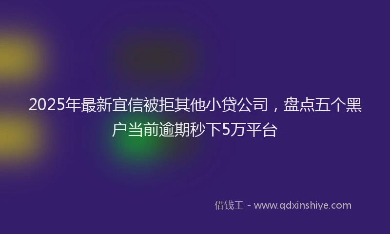 2025年最新宜信被拒其他小贷公司，盘点五个黑户当前逾期秒下5万平台