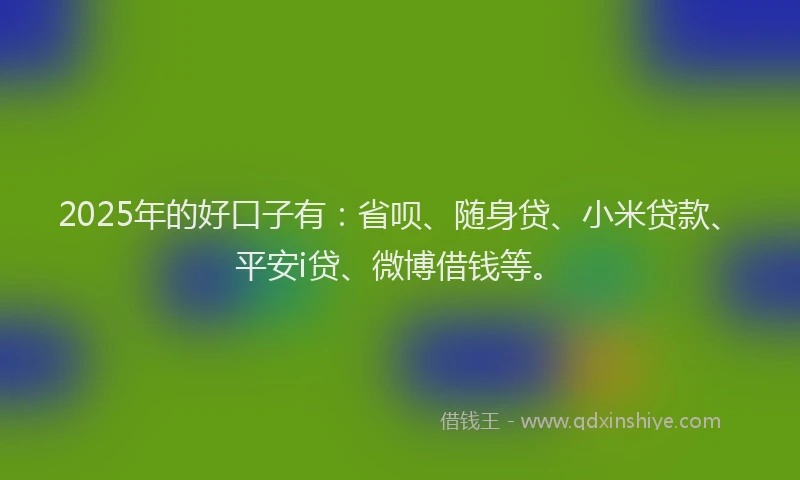 2025年的好口子有：省呗、随身贷、小米贷款、平安i贷、微博借钱等。